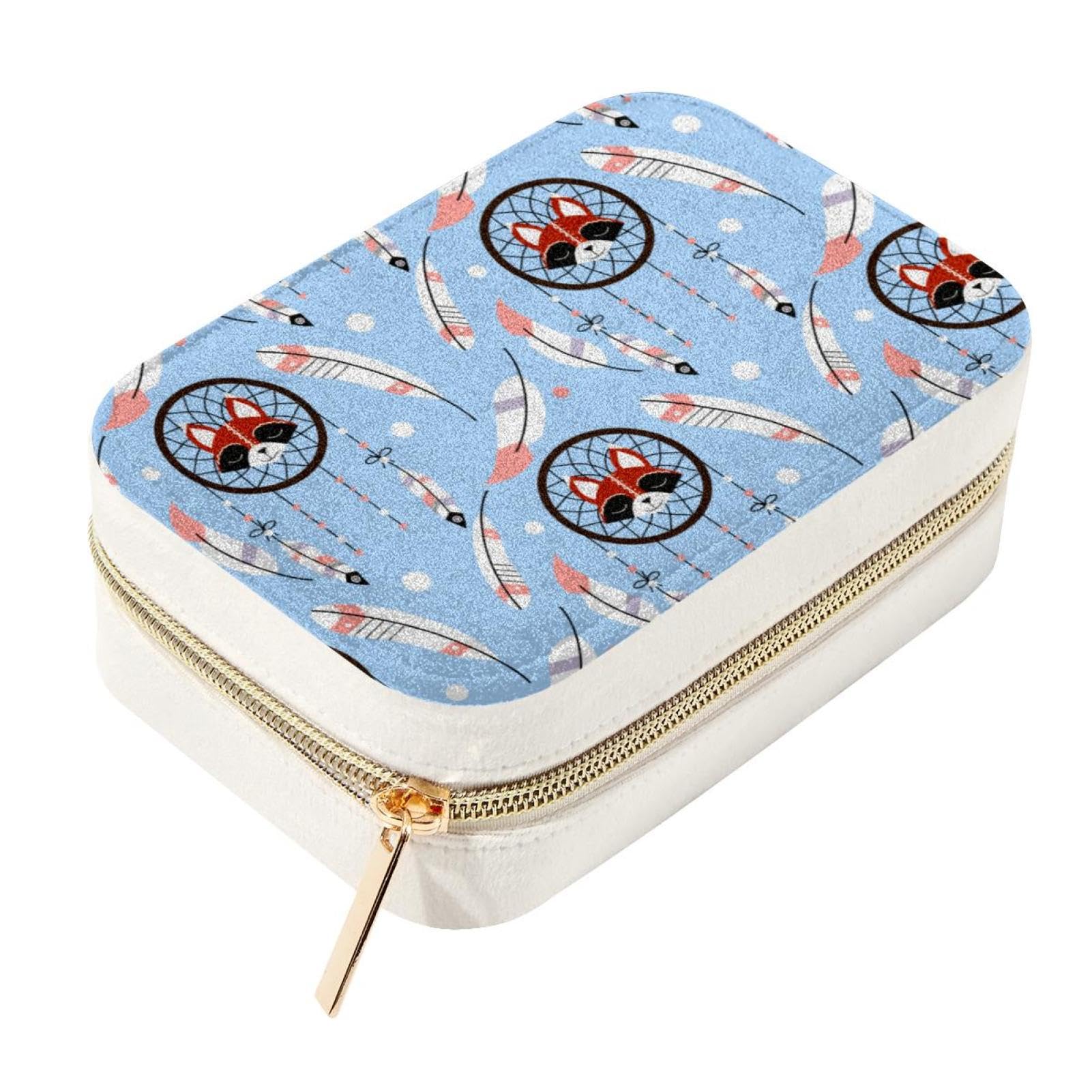 Boîte à bijoux de voyage motif renard féerique | Écrin velours pour offrir