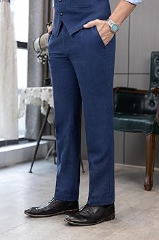 Solove-Suit Mens Vintage Tweed Dress Pants Herringbone