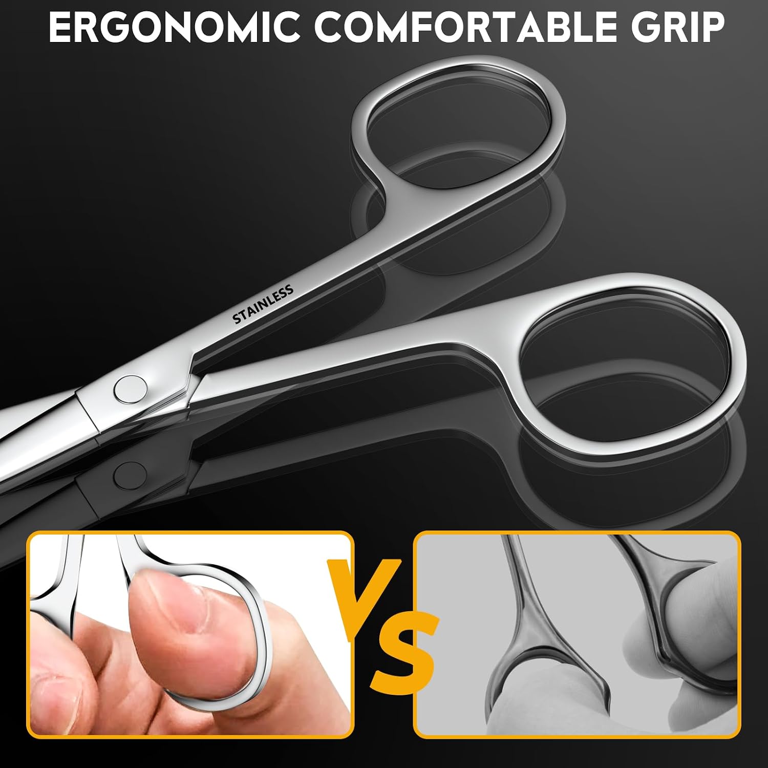 Facial Hair Small Grooming Scissors For Men Women, Eyebrow & Nose Hair Scissors Set, Mirror Finish Stainless Steel Beard & Mustache Scissors for Men for Precision Trimming