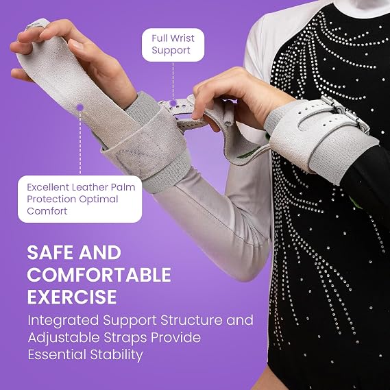 FINGER TEN Gymnastics Hand Grips 1 Pair, Double Buckle with Wristbands