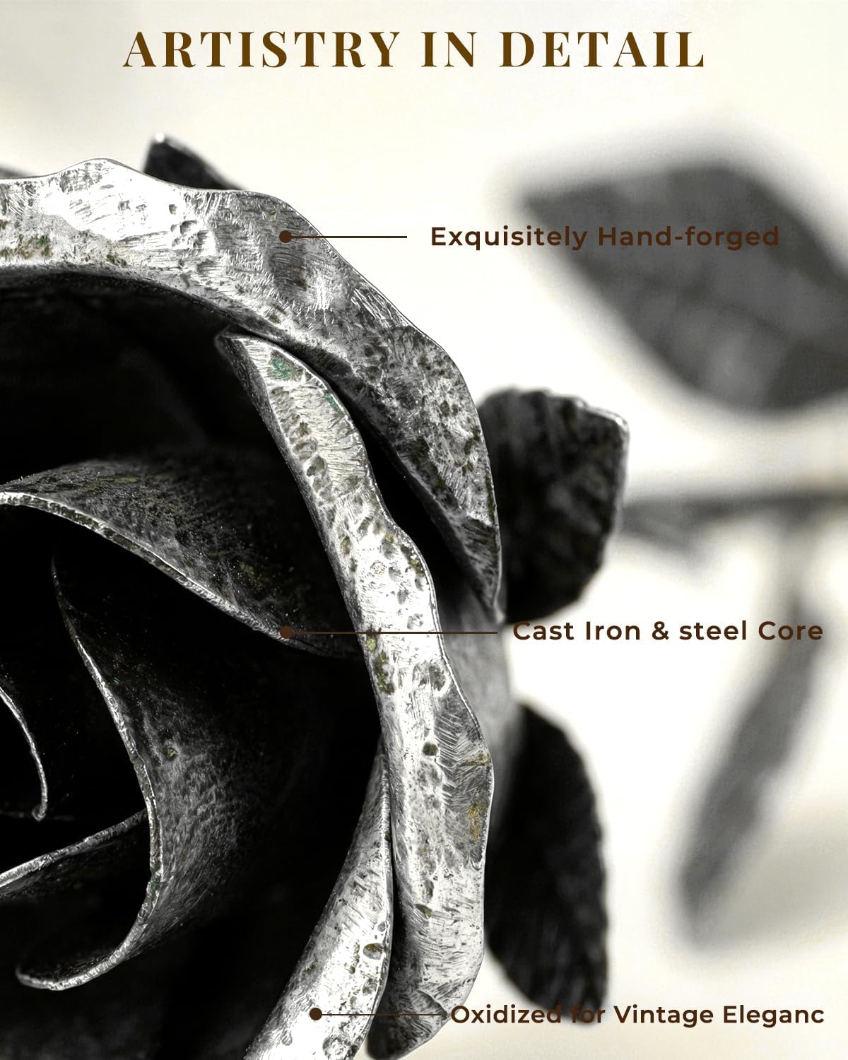 Handmade Iron Rose - 6th Anniversary Wedding Gift for Her - Traditional Wrought Iron Flower, 6 Year Wedding Anniversary Couples Gift