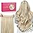 WENNALIFE Wire Hair Extensions (Increase 50% Lifespan) 14 inch 75g Dirty Blonde Highlighted Bleach Blonde Remy Hair Extensions Invisible Transparent Wire Straight Real