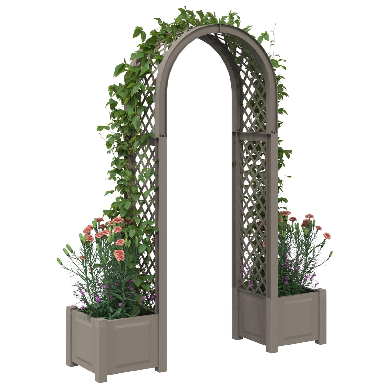 Arco per rose con fioriere, grigio, 207 cm | Aiuto per arrampicata per piante rampicanti, montaggio senza attrezzi, per giardino e terrazza