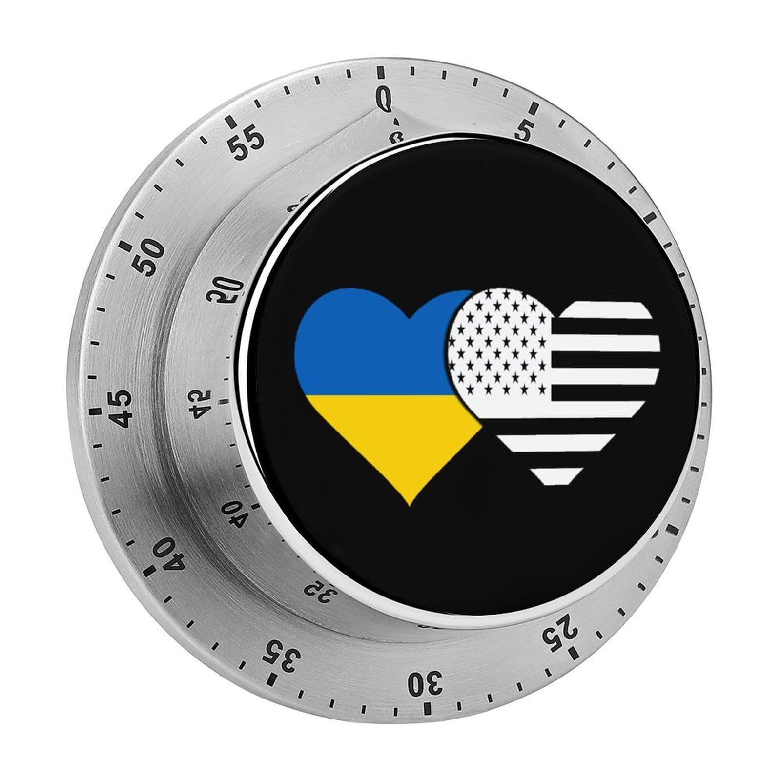 U.S. & Ukraine Flag Funny Timer 60 Minute Countdown Timer Mechanical Time Management Tool for Kitchen Work