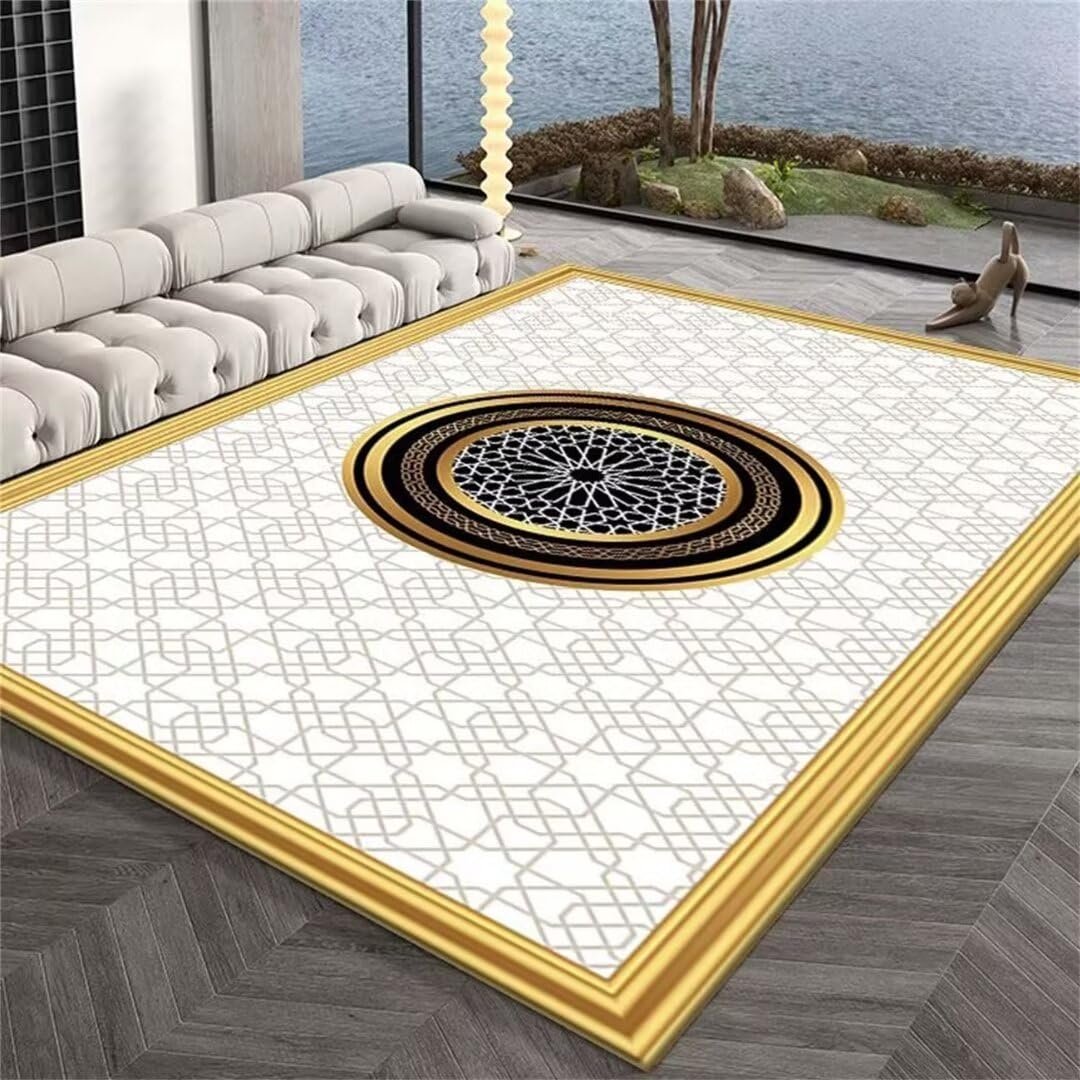 Tapis décoratif de salon lavable et résistant à l'humidité jaune