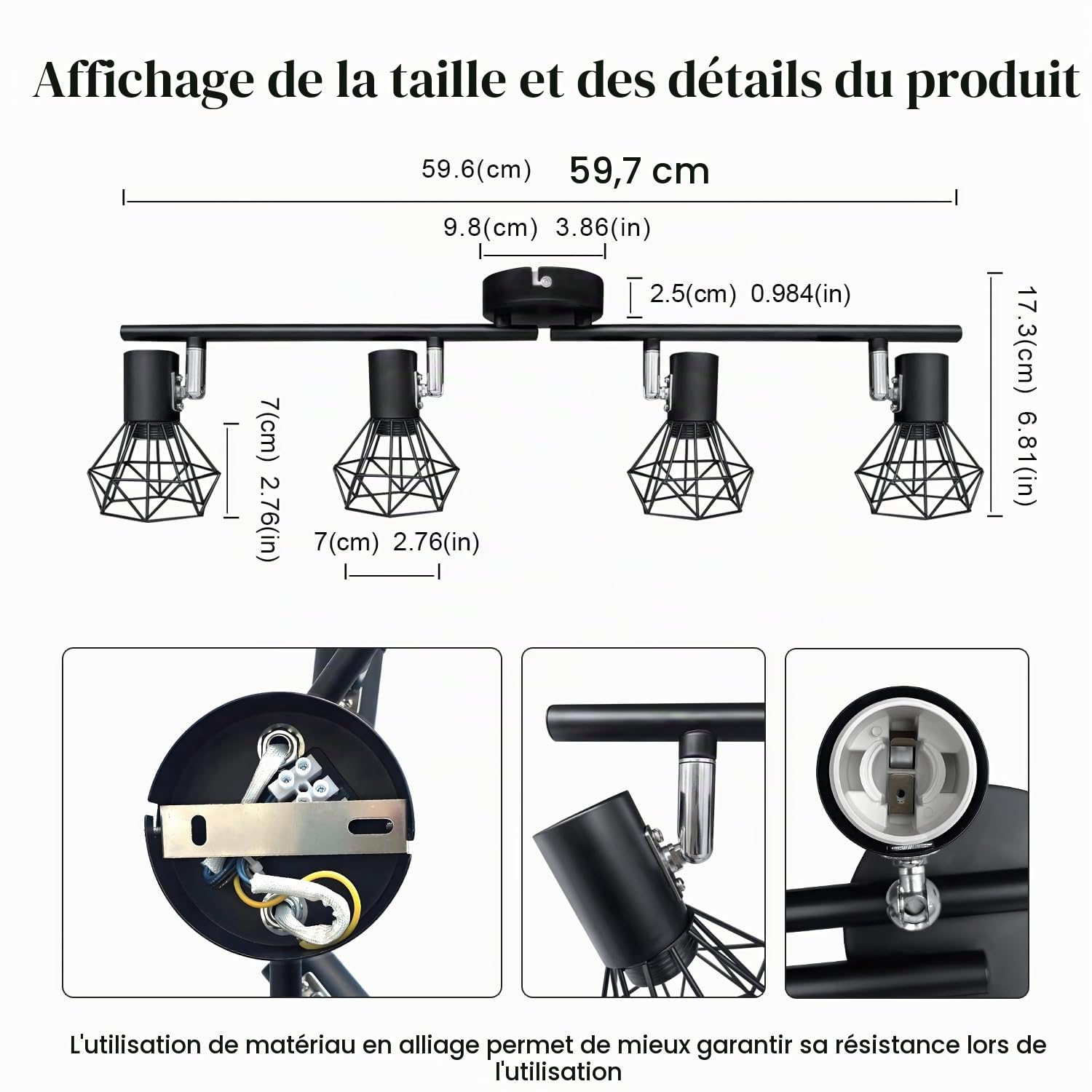 Plafonnier Spot Cuisine, E14 Orientable Cage Vintage Luminaire, Moderne Plafond lustre(sans ampoule), Industrielle Spotlight Pour Cuisine Couloir Salon Chambre Coucher