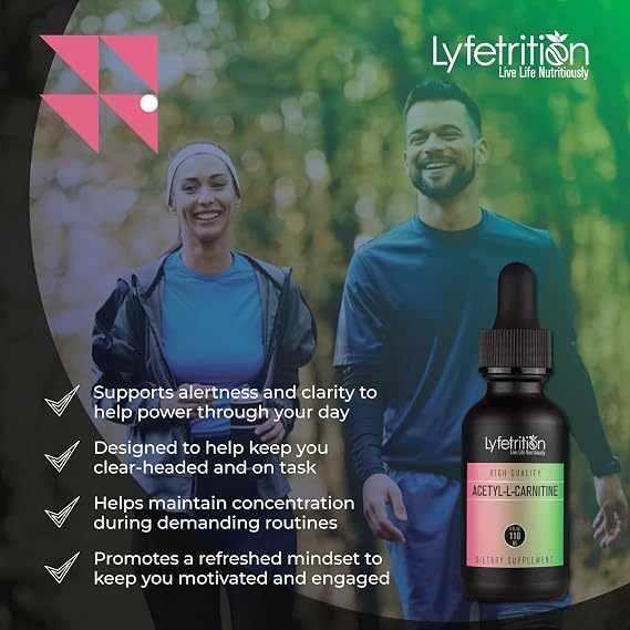 Lyfetrition Acetyl-L-Carnitine Liquid Supplement 118 ml, 4 FL Oz Liquid, 220 Servings, Made in USA, Quick Absorption, Potent Ingredients, Non-GMO