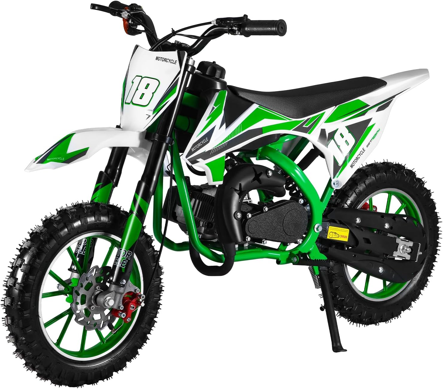 50cc 2-Stroke Gas Dirt Bike for Kids 8-14, Mini Pit Bike Motorcycle with Front & Rear Disc Brakes, Off-Road Mini Dirtbike, 330Lbs Max Load, Gas Powered Pocket Bike for Boys & Girls (Green 04)