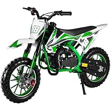 50cc 2-Stroke Gas Dirt Bike for Kids 8-14, Mini Pit Bike Motorcycle with Front & Rear Disc Brakes, Off-Road Mini Dirtbike, 330Lbs Max Load, Gas Powered Pocket Bike for Boys & Girls Green 04