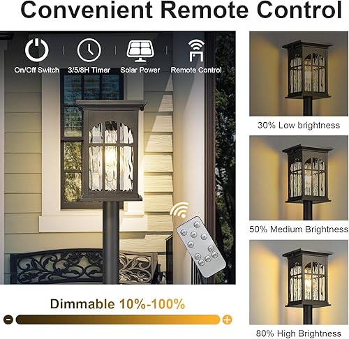 Miniatura 4 de Luces solares de poste de 30 pulgadas para exteriores, impermeable, lámpara de pie portátil con paneles solares del atardecer al amanecer con