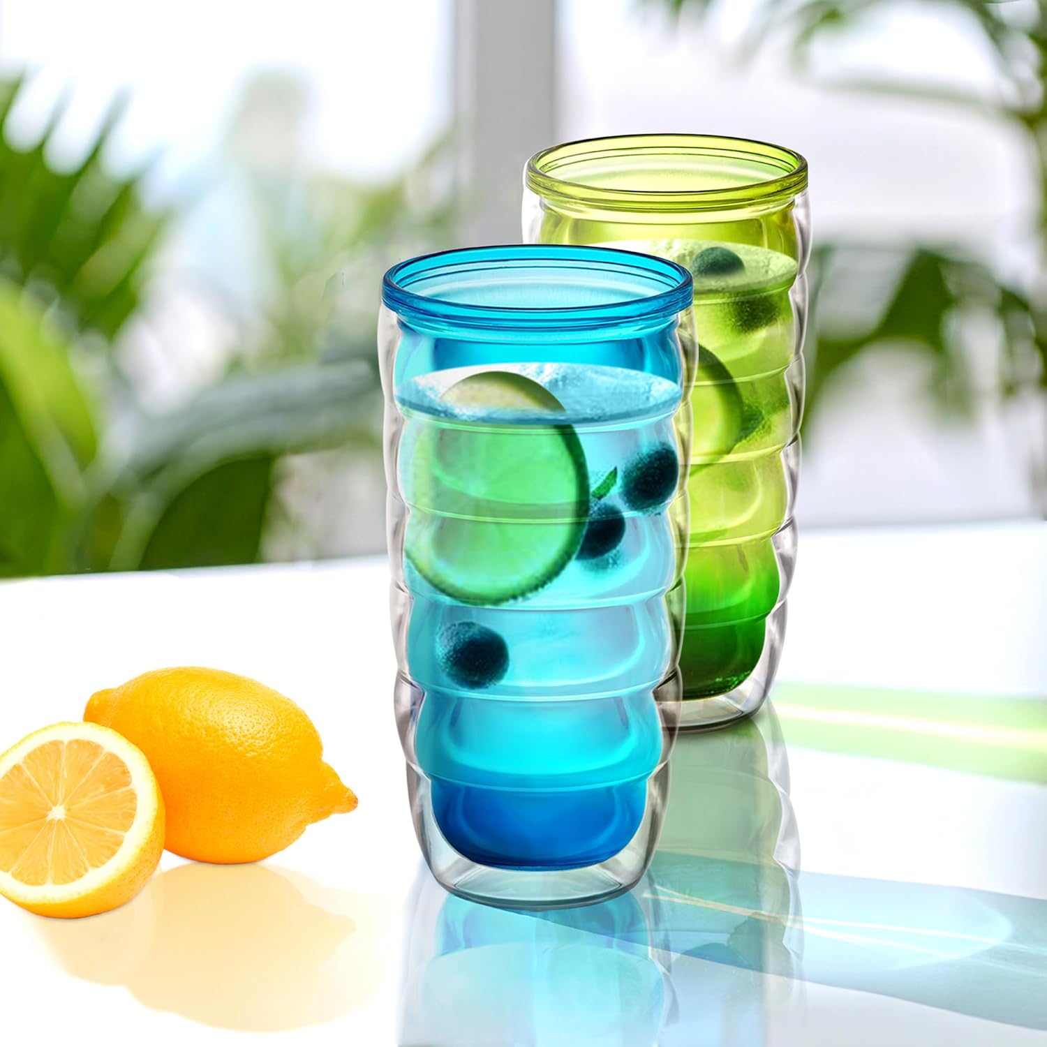 Amazing Abby - Arctic - 24-Ounce Insulated Plastic Tumblers (Set of 6), Double-Wall Plastic Drinking Glasses, Mixed-Color Reusable Cups, BPA-Free, Shatter-Proof, Dishwasher-Safe - Image 4