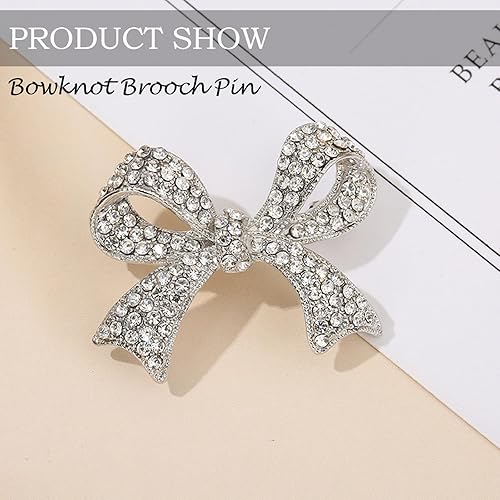 Miniatura 4 de Elegante broche de lazo de cristal para mujer, broches de diamantes de imitación brillantes Vinage, hermosos alfileres de solapa, vestido, camisa,