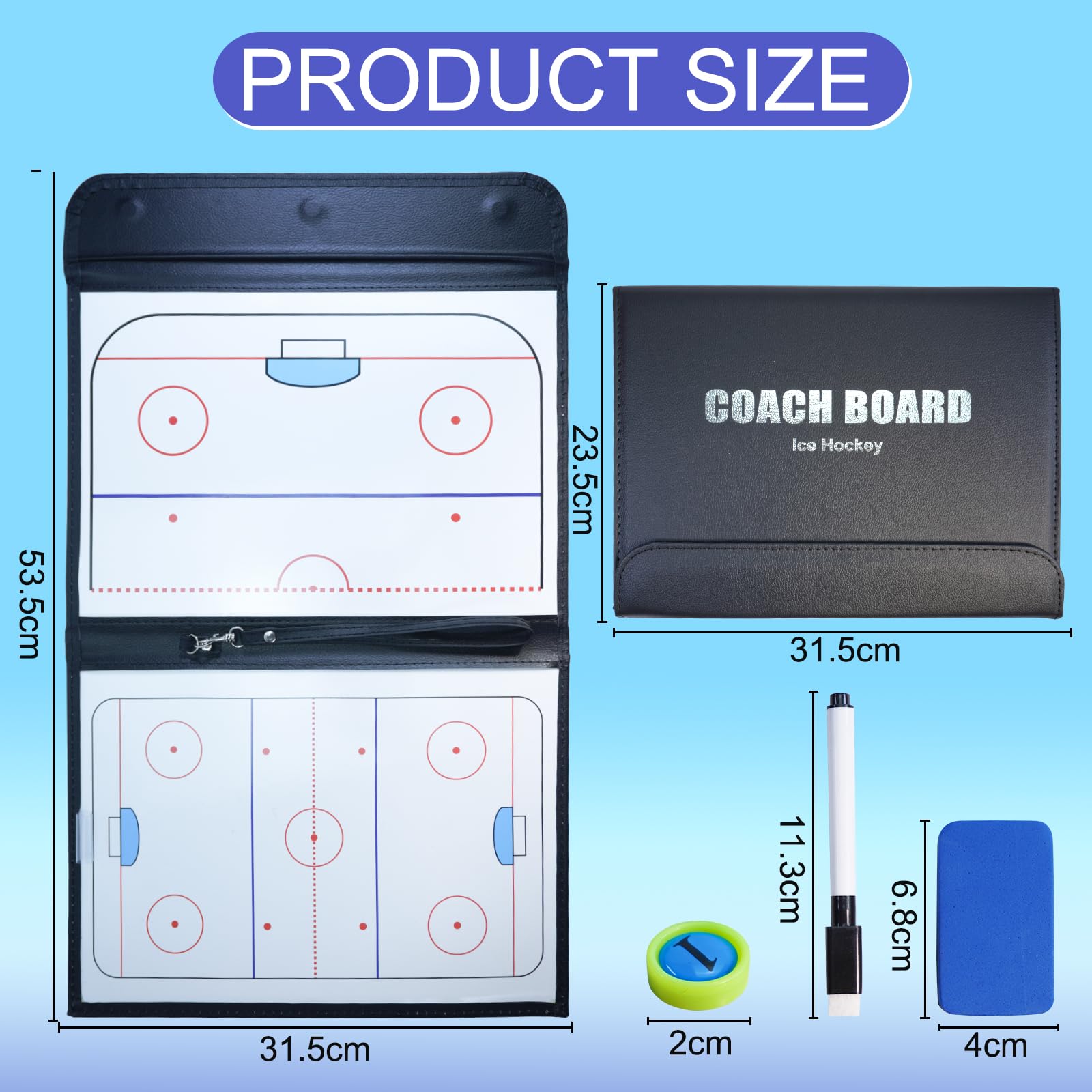 Joyeee Tabla táctica hockey hielo pizarra blanca marcador borrado en seco pista completa