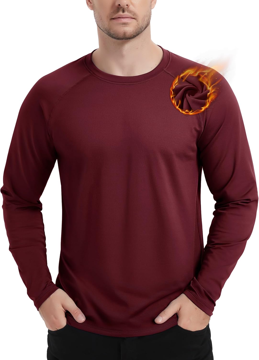 TACVASEN Men's Thermal Shirt Long Sleeve Fleece Lined Base Layer Lightweight Athletic Undershirt Winter Tops Workout