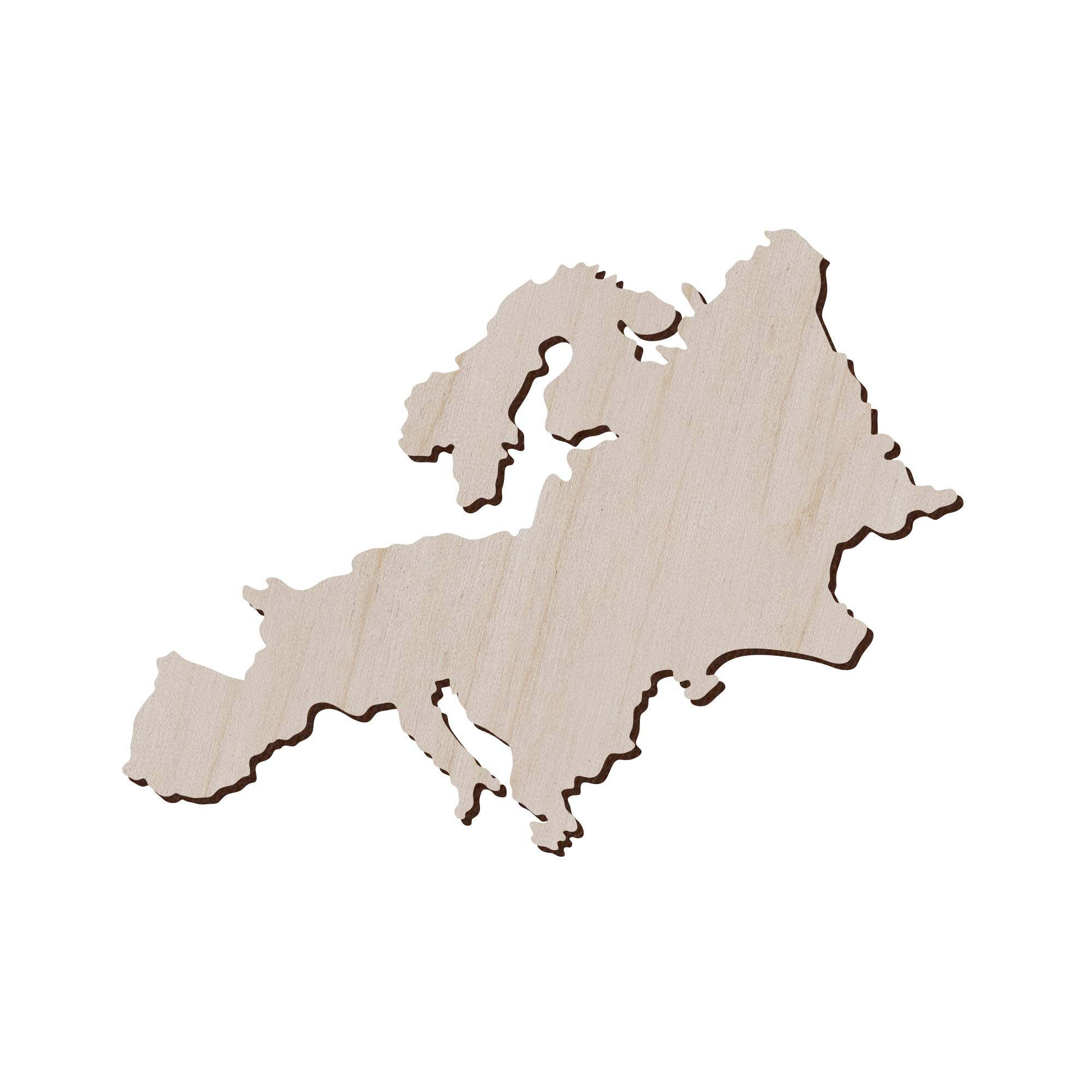 Set of 3 Wooden Europe Map for Crafts - Laser Cut 11x8.2 inches