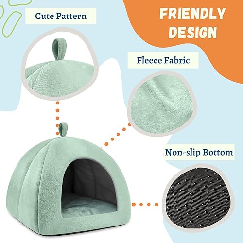 Miniatura 3 de Paquete de 2 camas de conejo, lavable, escondite de conejo, casa de escondite para interiores, acogedora cabaña de conejillos de indias, accesorio