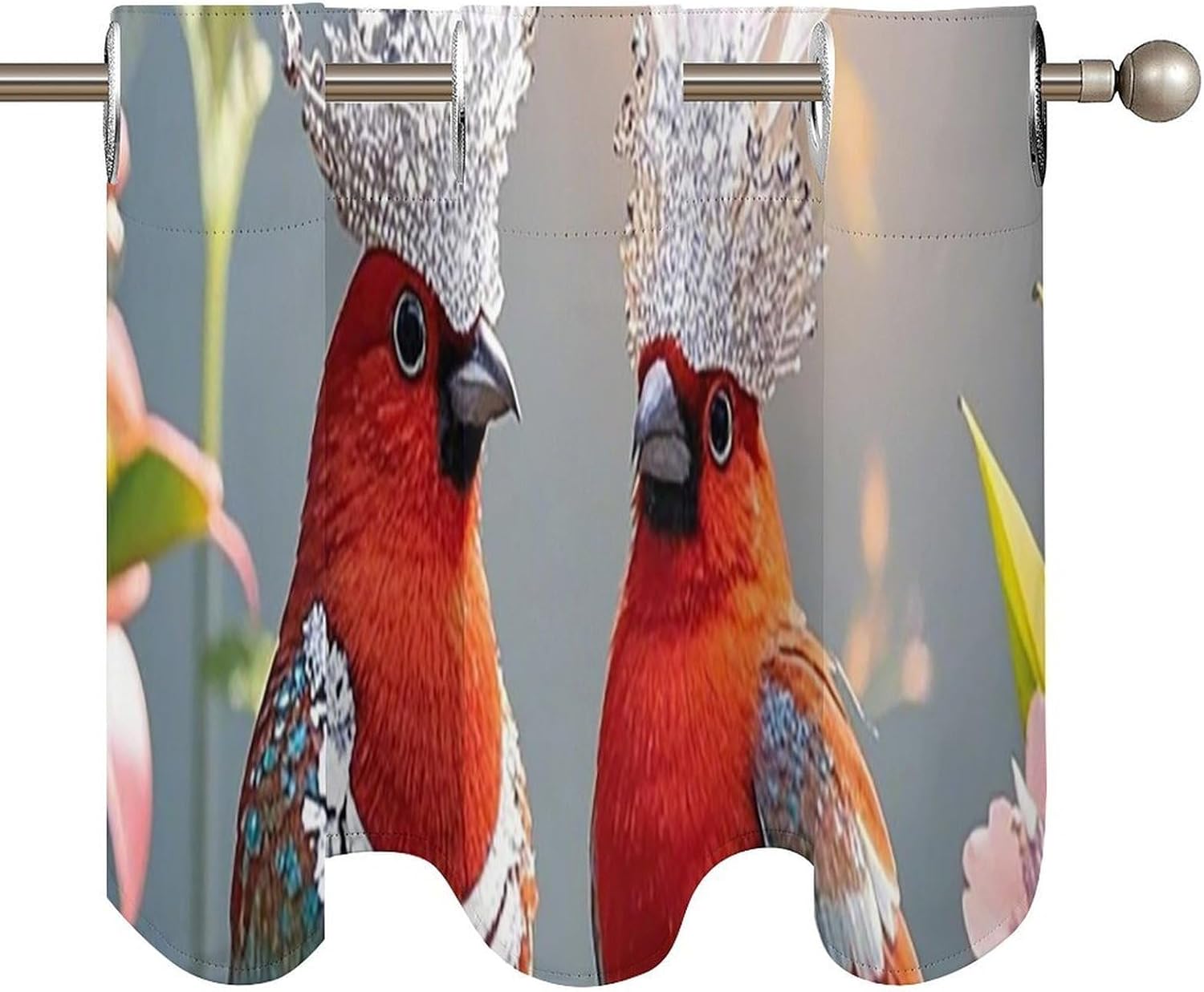 Couple Little Bird Valance for Windows, 2 Pack Kitchen Curtains Modern Home Decor, Soft Blackout Window Curtains for Living Room & Bedroom, 18 X 52 Inch