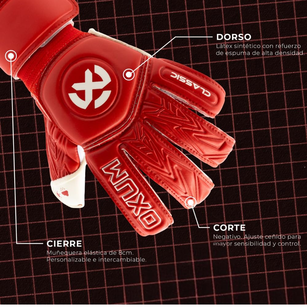 OXUM Guantes de Portero Classic Personalizados para Niños y Niñas – Añade Nombre, Número y Bandera o Escudo – Guantes de Fútbol Infantiles con Gran Agarre y Ajuste Cómodo
