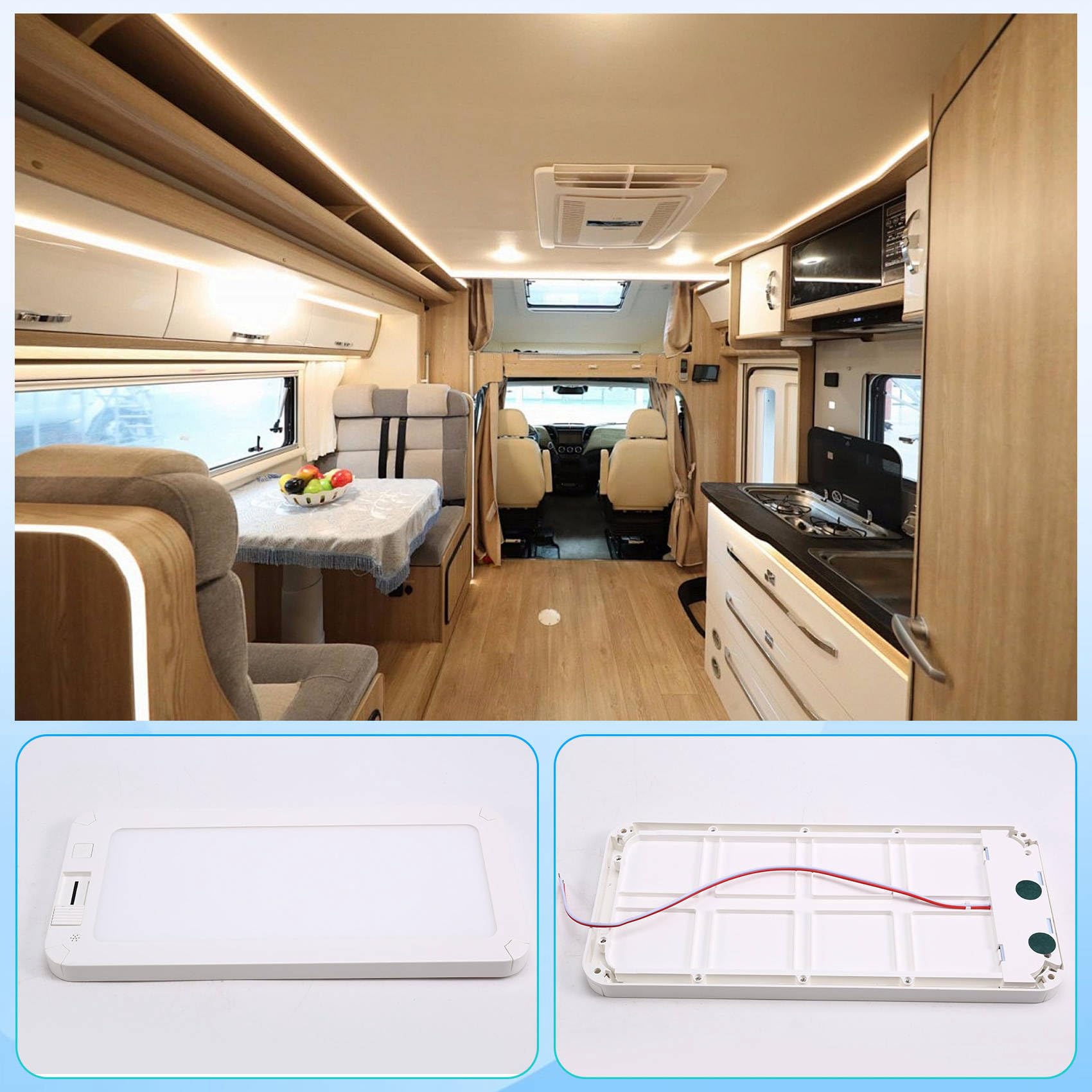 Plafonnier d'éclairage intérieur 12V 46LED pour camping-car et caravane