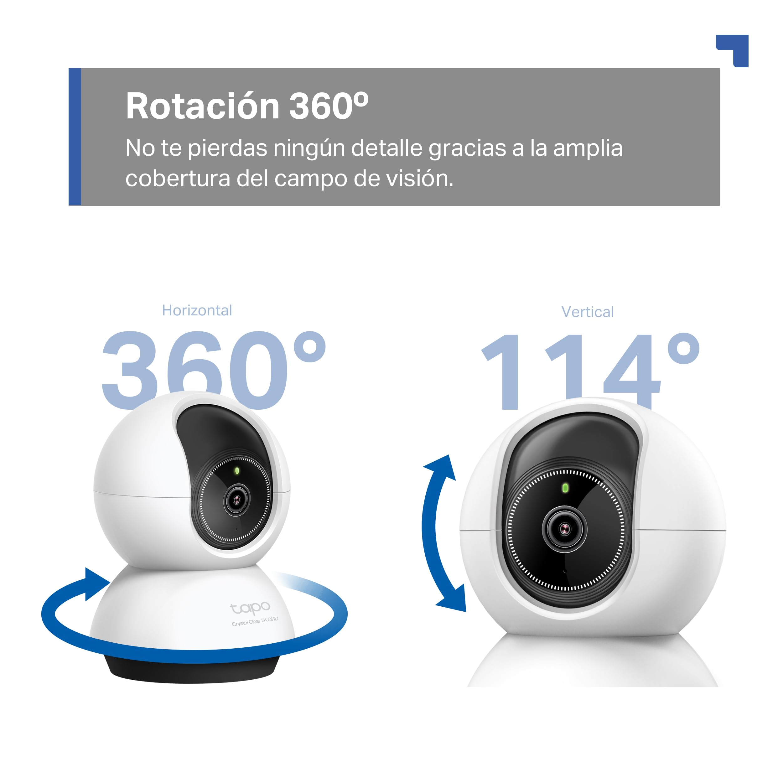 Tapo 2.5K(4MP) Caméra de Surveillance WiFi intérieure 360°, Détection Humaine AI Suivi Intelligent, Sirène et détection de Mouvement, Audio bidirectionnel, Compatible Alexa pour Bébé/Animaux C220