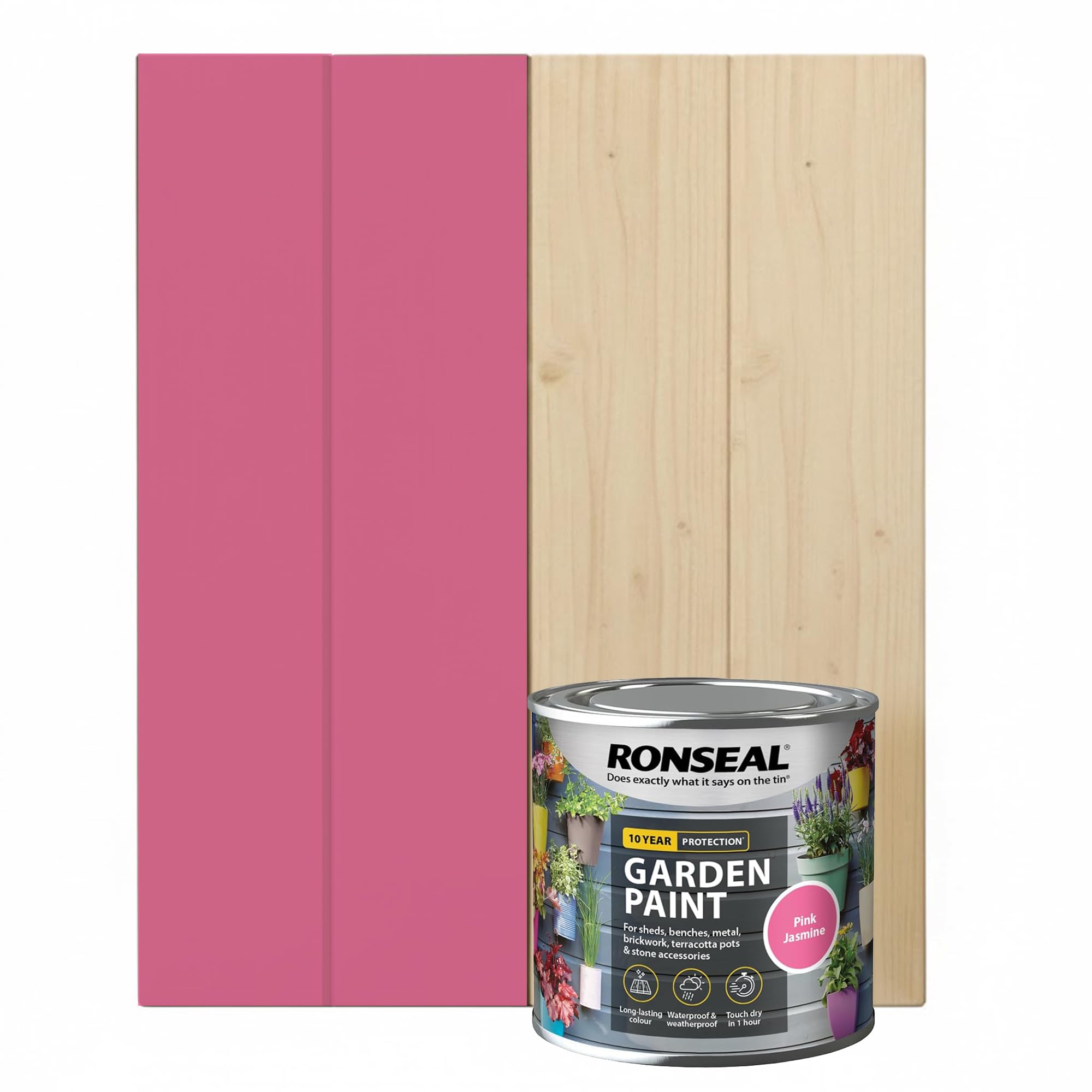 DUAYRA 2.5 L Garden Paint, Water Based Exterior Paint, UV Damage Mid Sheen Weather Resistant Paints For Pots, Bricks, Metal, Fast Drying Fence Paints, Resists Cracking (Pink Jasmine, 2.5 L)
