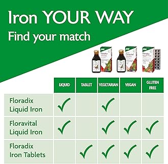 Salus Floradix Liquid Iron 500ml with Vitamin C & B-Complex. Iron contributes to The Reduction of Tiredness. Vegetarian. No preservatives. Suitable for Adults, Children 3+ and in Pregnancy.