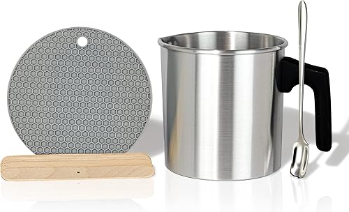 Miniatura 1 de Aroparc Olla para hacer velas, olla de fusión de cera de doble caldera de 40 onzas, jarra de vertido de 2 libras para hacer velas con cuchara,