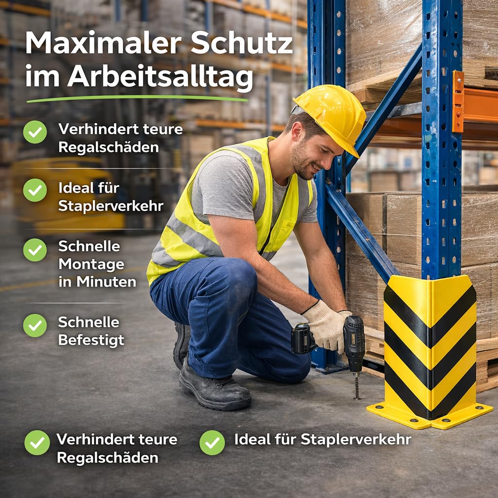 Protezione angolare in acciaio – Protezione antitramma angolare & Rammecke – Protezione antincastro per scaffale, scaffale alto, vialetto, cortile e garage (altezza 40 cm)
