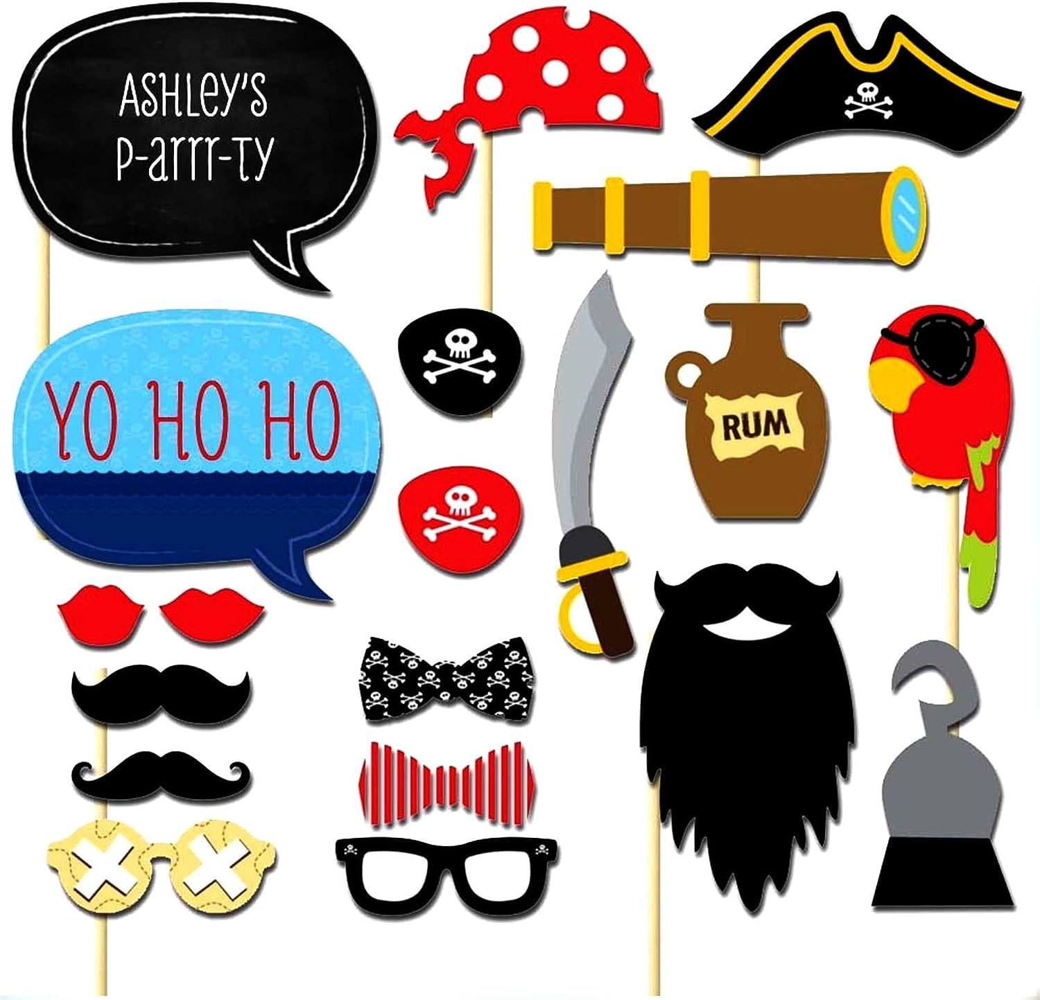 20Pcs Pirate Party Photo Booth Props Halloween Decorations Accessories Children Fun
