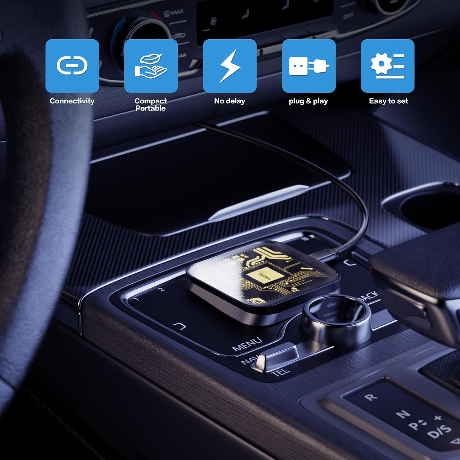 Wireless Car Play Adapter - Wireless Car Play dongle - 5.8GHz WiFi, Fast Connection, Plug and Play, Works with All Original Devices, Small