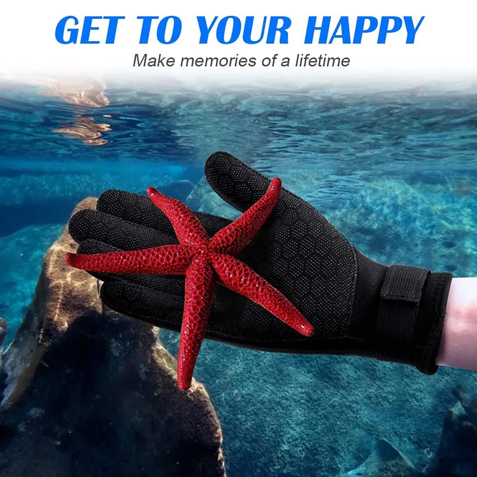 Guanti da muta in neoprene da 3 mm/5 mm, per uomini e donne, antiscivolo, tengono al caldo, con cinghia regolabile, per pesca subacquea, nuoto, surf, kayak