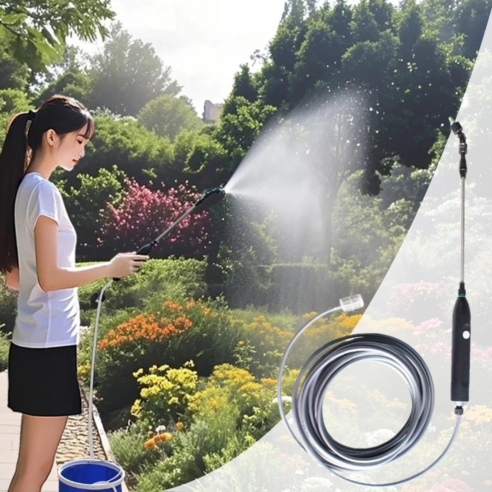 Opryskiwacz ogrodowy z lancą do węża Ergonomiczne ładowanie przez złącze | Teleskopowa różdżka do podlewania trawnika Do Ogrodnictwa Trawnika Podwórka Trawy Gospodarstwa Patio Kwiatów Warzyw Ogrod