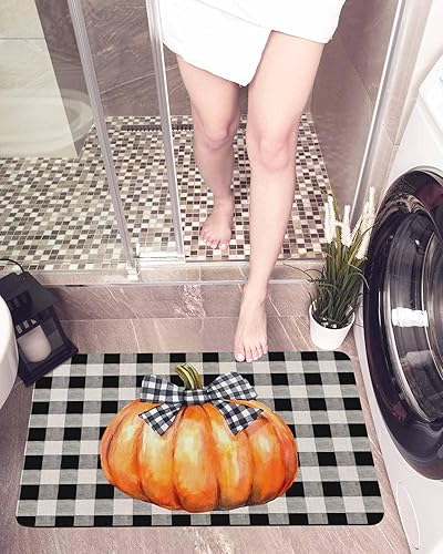 Miniatura 6 de Tapete de baño con calabaza naranja retro para bañera, antideslizante, de secado rápido y absorbente, tierra de diatomeas, cocina, ducha, fregadero,