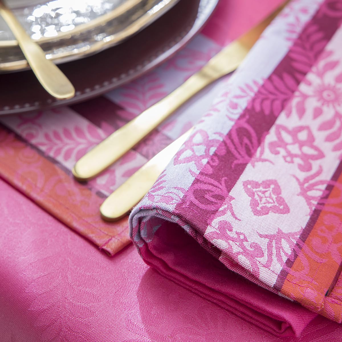 Le Jacquard Français Servietten (4X Set) Mumbai Fuchsia 50x50 cm Baumwolle