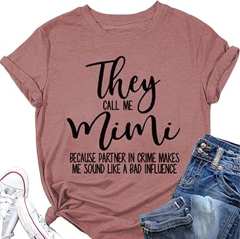 They Call Me Mimi Shirts for Women Funny Grandma Gifts Short Sleeve T Shirt Graphic Tees Summer Tops Grandma Shirts