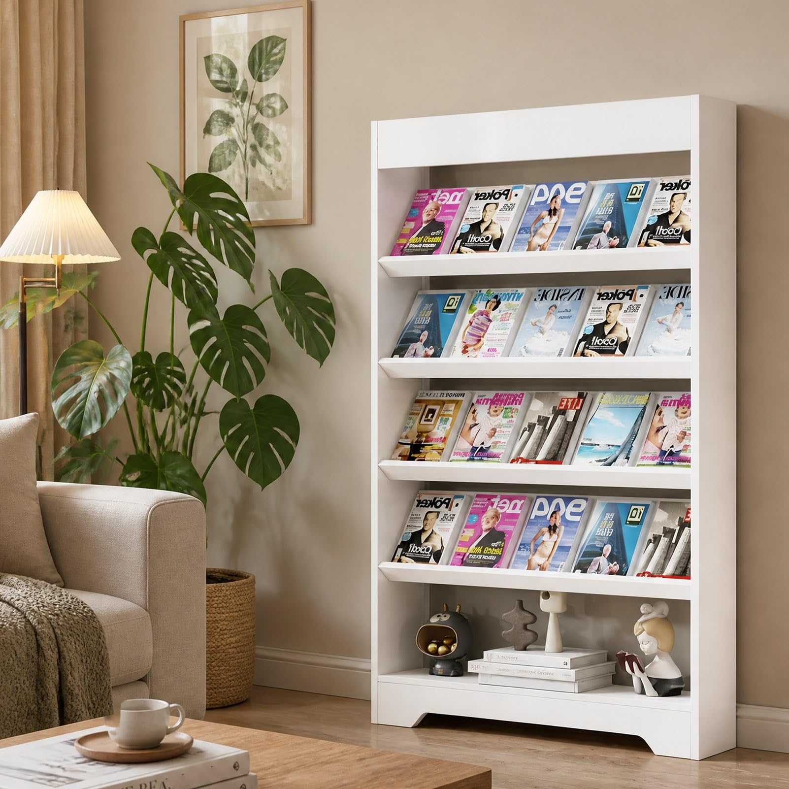 TRAGLO Magazine Rack Floor Wooden Brochure Display Stand File Organizer