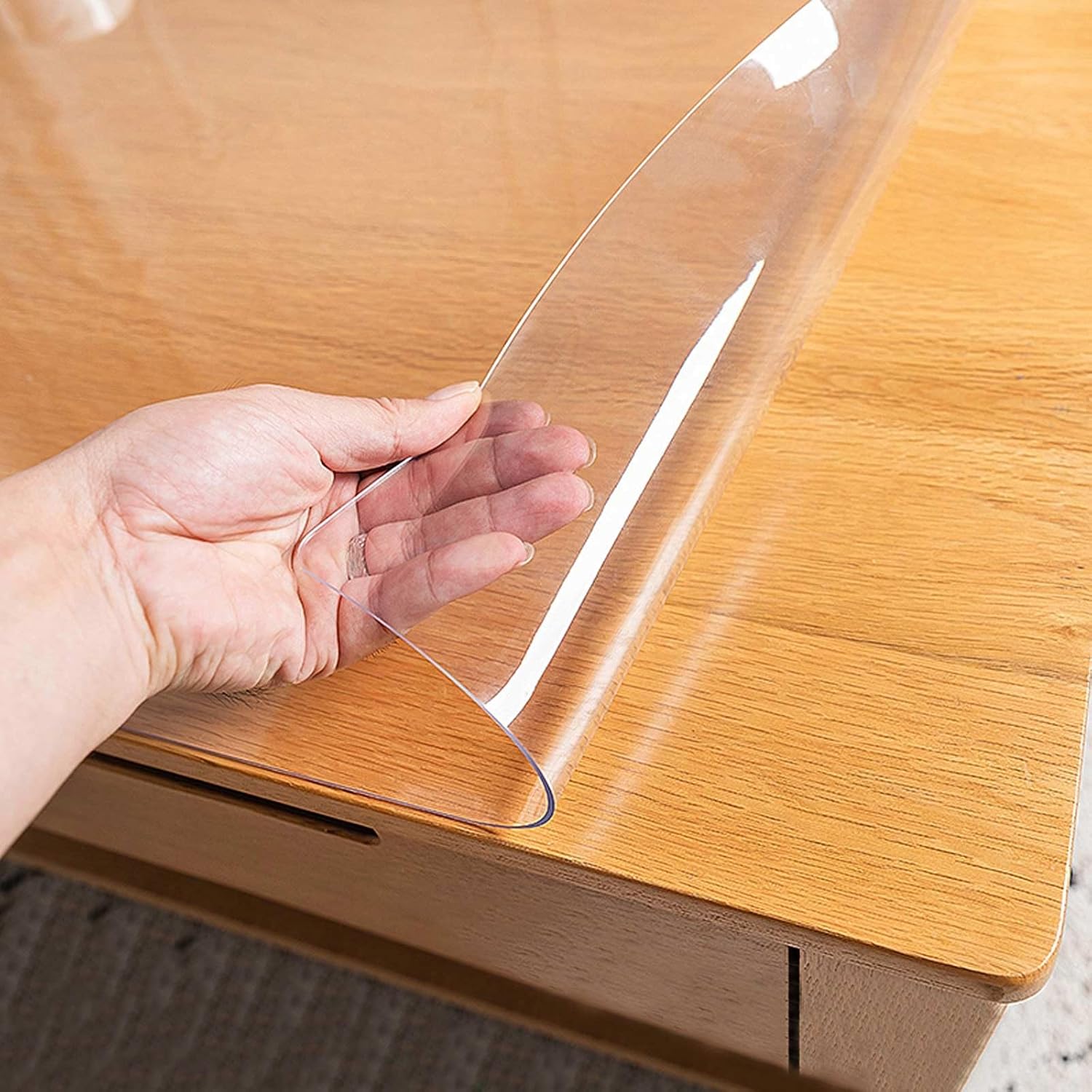 Clear Desk Mat Clear Plastic Table Protector Cover Pad 2.0 mm Rectangular Tablecloth Protector PVC Table Cloth Waterproof Easy Clean(70x120cm(27x42))