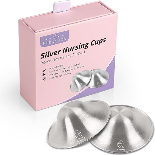 Boboduck Nipple Shields for Nursing Newborn - 925 Silver Nursing Cups Soothe and Protect Your Nursing Nipple, Newborn Esse...