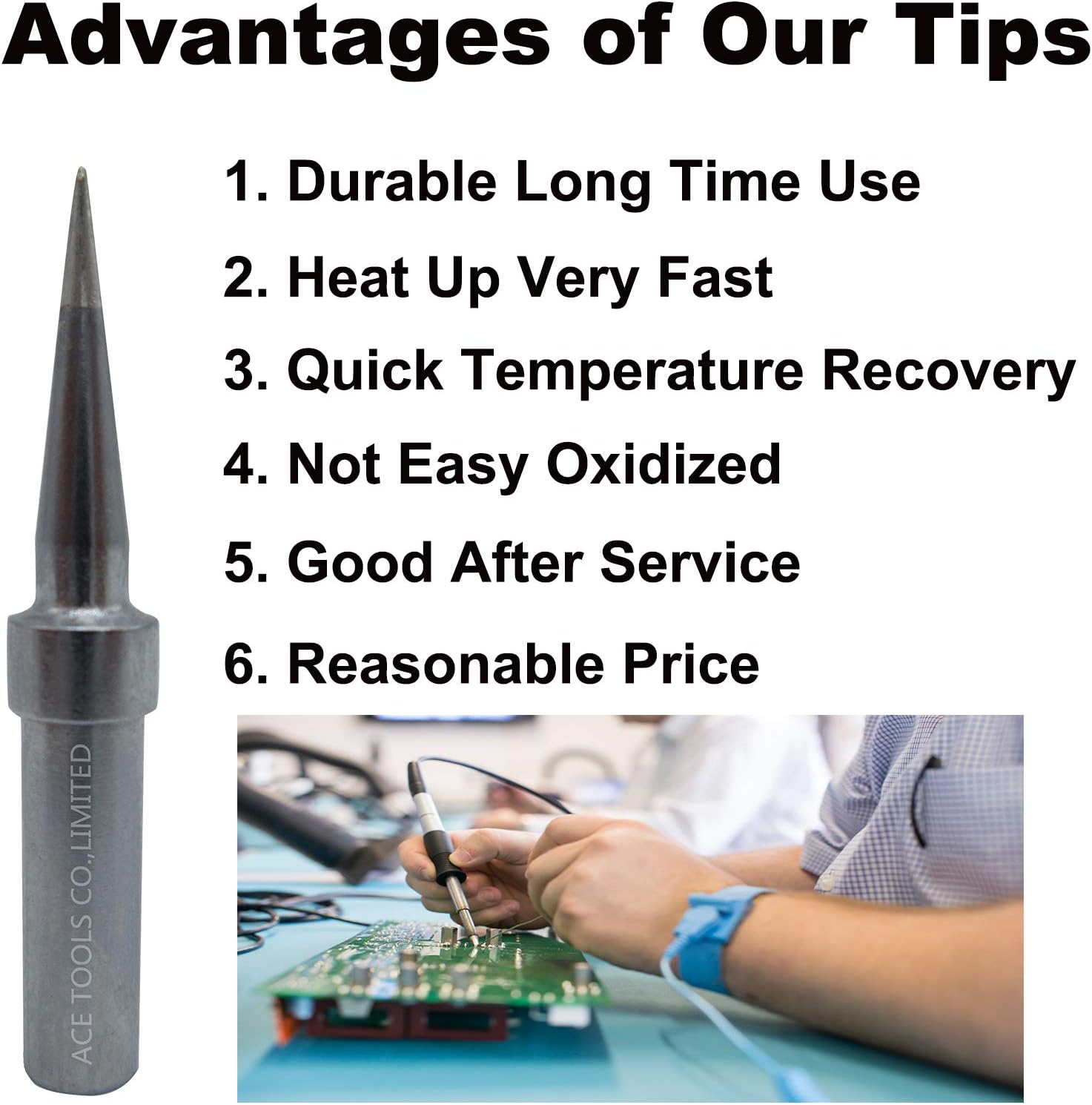 ETU Bevel Single Flat Soldering Tip 0.031" / 0.8mm for WESD50 WES50 WESD51 WES51 PES50 LR20 PES51 LR21 WE1010NA (WE1010EU WE1010EDU) WE1010 WECP ACE Brand Solder Iron Handle Tips (20)