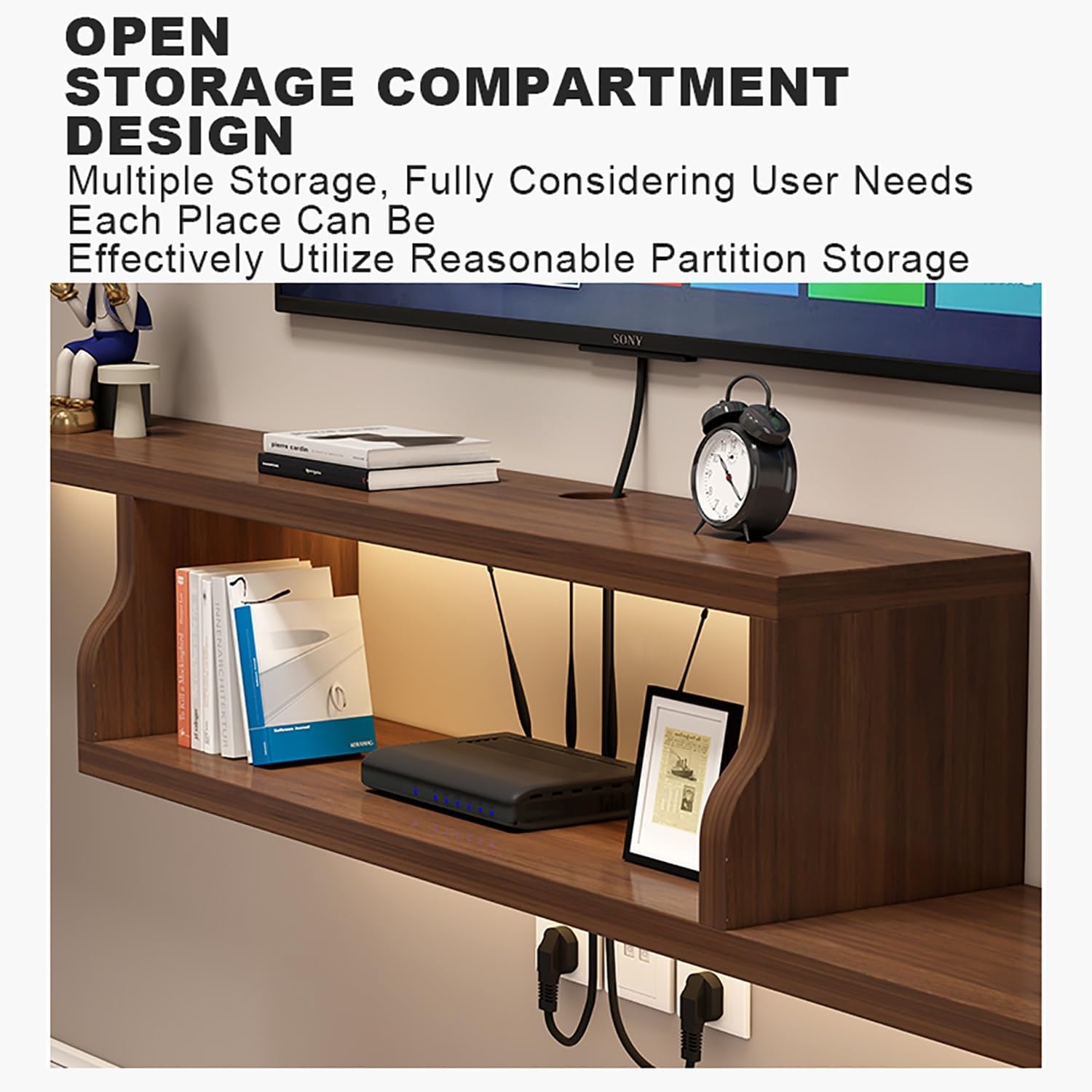 Floating TV Stand,Media Console with Storage Shelf,Wall Mounted TV Cabinet,Television Stands,Wall Mounted Shelf with Storage,for Home and Office Living Room Bedroom.