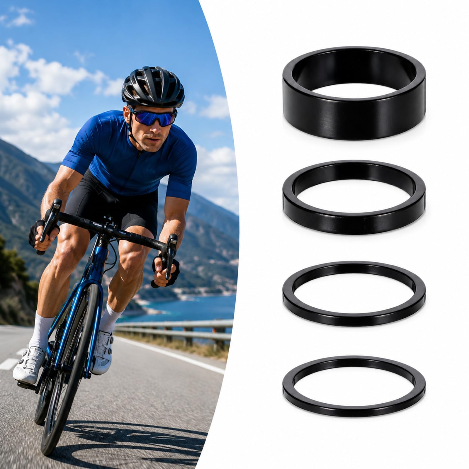 Spacer widelec dystansowy do roweru wyścigowego, 8 sztuk, 1 1/8 cala, pierścienie dystansowe do roweru wyścigowego, 2 mm/3 mm/5 mm/10 mm
