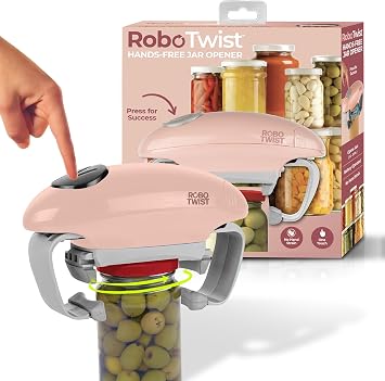 Robotwist Electric Jar Opener Top Rated for Seniors, Deluxe Model with Improved Torque, 1 Touch Automatic Easy Jar Opener for Weak Hand and Arthritis Works on All Jar Sizes