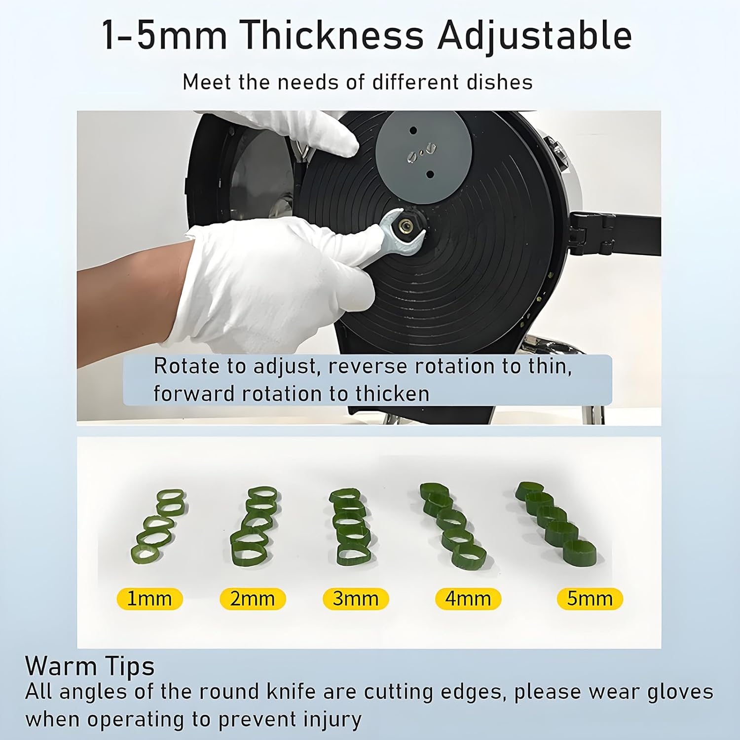 110W Electric Scallion Chopper - Commercial Spring Onion Cutter & Shredder with Multi-Hole Feed, Adjustable Thickness (1-5mm), 6000 BPM for Quick Vegetable Prep