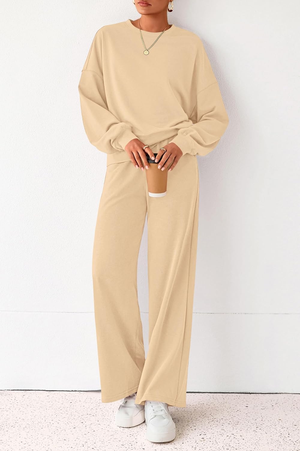 PRETTYGARDEN Women 2 Piece Outfits 2026 Spring Sweatsuits Crewneck Sweatshirt Wide Leg Sweatpants Lounge Sets Tracksuit - Image 8