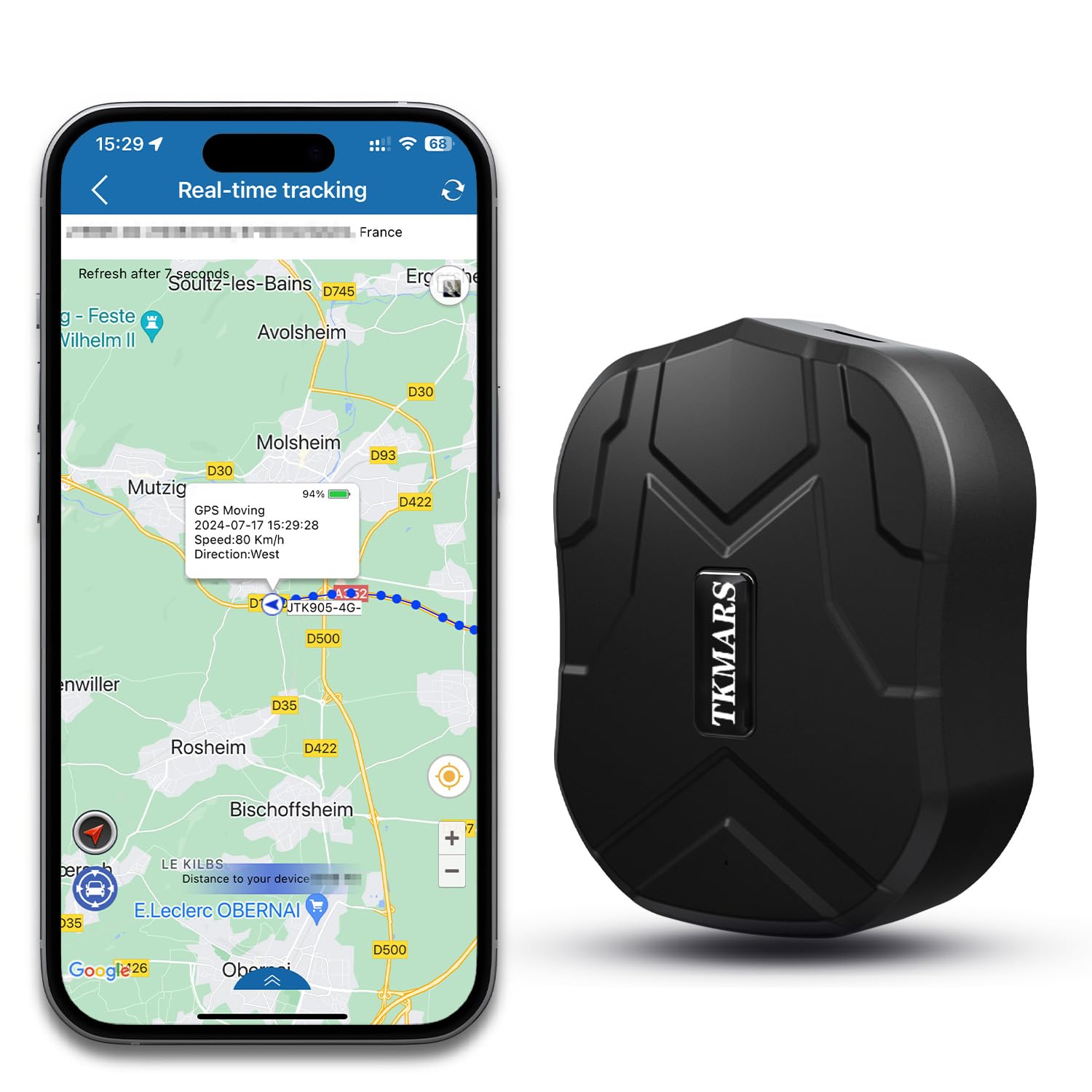 Localizador GPS 4G para Coche con Tarjeta SIM, 10000mAH Batería Rastreador GPS Magnético Impermeable IP65, Seguimiento en Tiempo Real sin Instalación, Tracker para Moto Camión y Vehículos, TK905BE