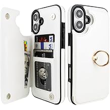 ONETOP for iPhone 16 Plus Wallet Case with Credit Card Holder,White
