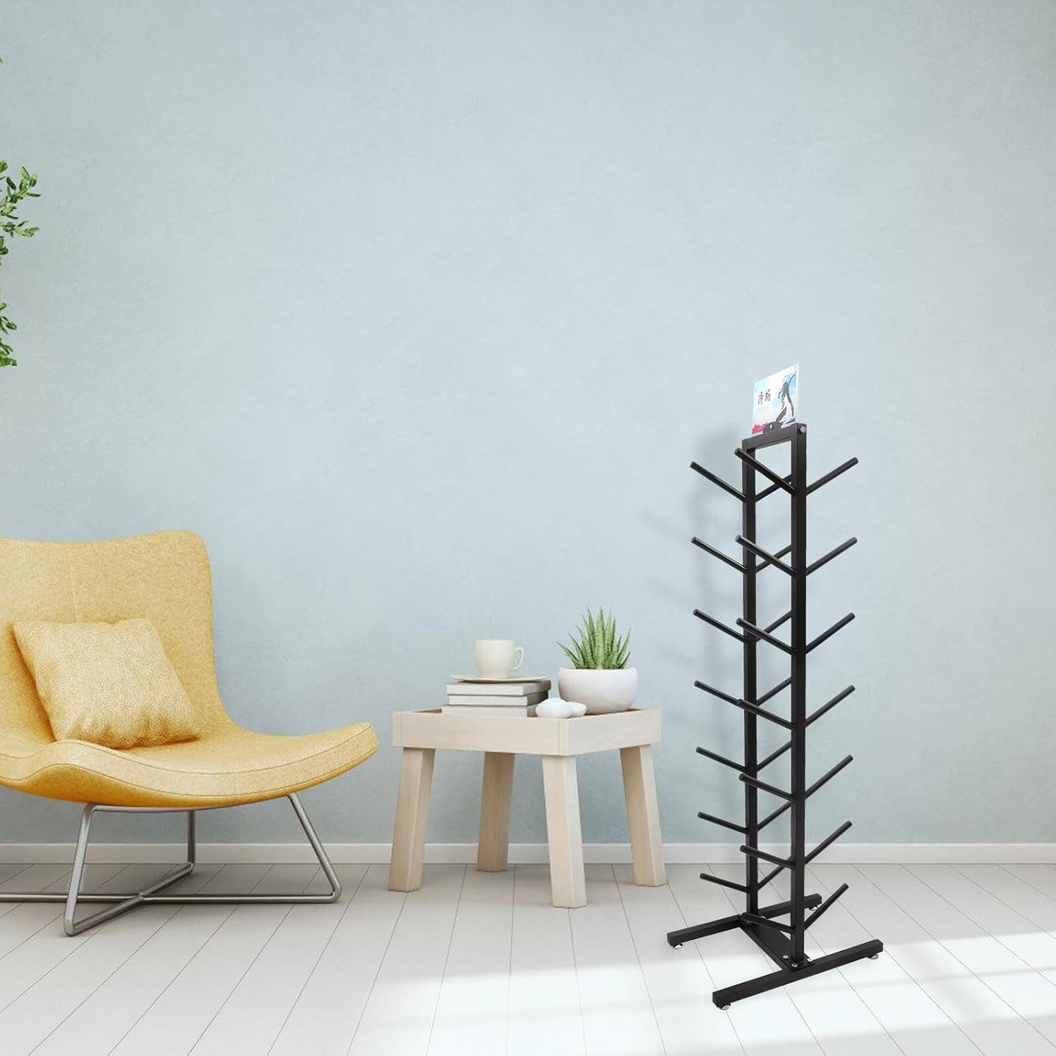 Alipis Skateboard Display Stand and Longboard Storage Rack Floor-type Skateboard Organizer Shelf Black Metal for Garage Sports Equipment