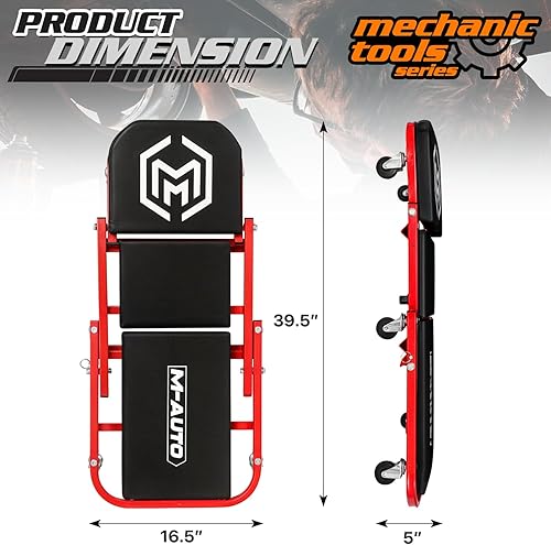 Miniatura 2 de M-AUTO Asiento plegable de 40 pulgadas, silla de garaje con ruedas ajustables todo en uno, para colocar o sentarse, capacidad de 330 libras debajo