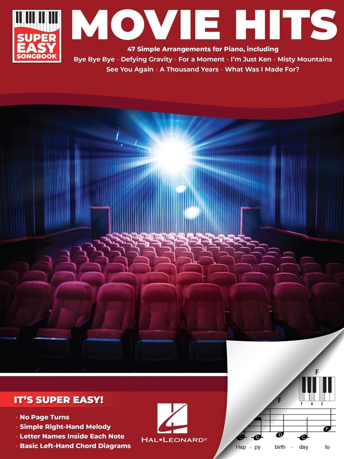Movie Hits - Super Easy Songbook | Piano Solo Sheet Music | 47 Easy Piano Arrangements with Note Names and Chord Diagrams | Beginner Piano Songbook ... Film Songs: 47 Simple Arrangements for Piano