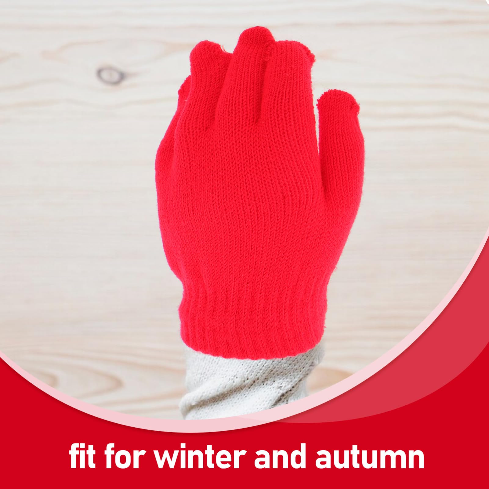 Guantes de Invierno Cálidos, Ligeros y Lavables de Punto Rojo Diseño Sencillo para Niños de 4 a 12 Años para Jugar al Aire Libre Autobús Escolar